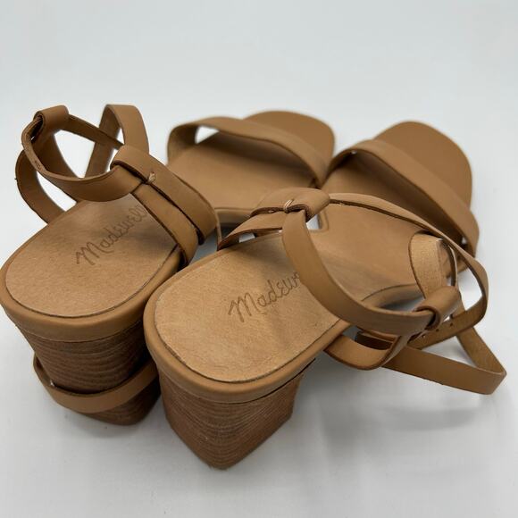 Madewell Loli Sandals 8.5 Tan Leather Ankle‑Strap Block Heel Strappy Amber Clay - Picture 11 of 15